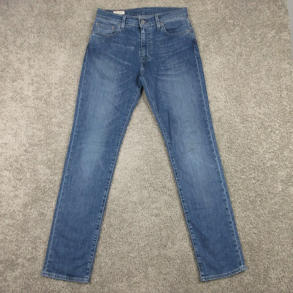 Levis Jeans Mens 30x32 Blue 511 Slim Straight Faded Whisker Stretch Denim Pants
